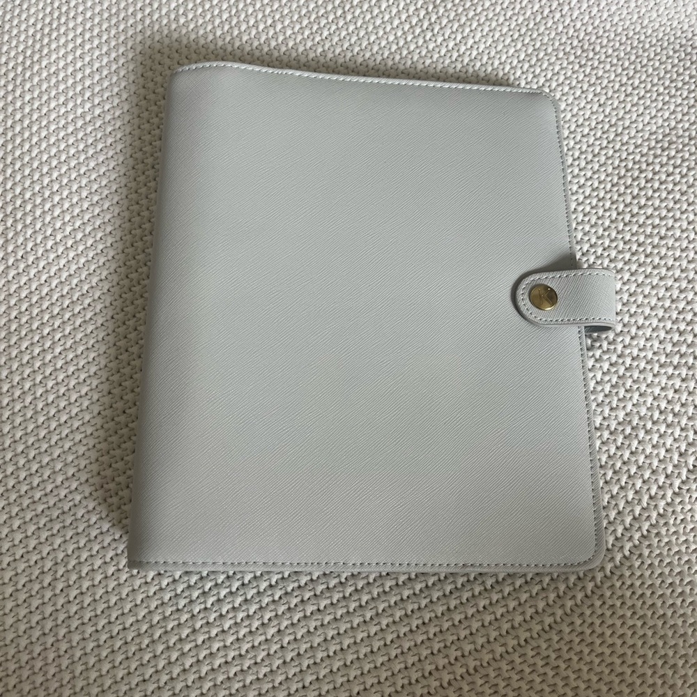 Kikki-K Light Gray Leather A5 Organizer Binder - Snap Closure
